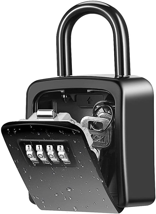AMIR Wall Mounted Key Lock Box - New Version Weatherproof 4 Digit Combination Safe With Removable Shackle, 5 Keys Capacity for Indoor Outdoor Use, Small Size 3.66 Inch - Image 1